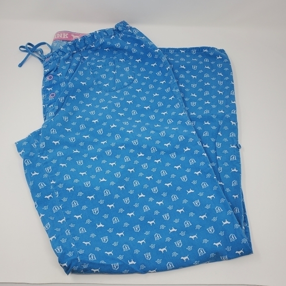 PINK VICTORIA'S SECRET Y2K PHI BETA PINK COTTON SLEEP LOUNGE PANTS BLUE WOMEN M - Picture 1 of 16